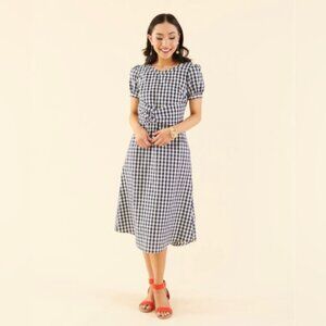 Sweet Salt Knotted Waist Gingham Dress